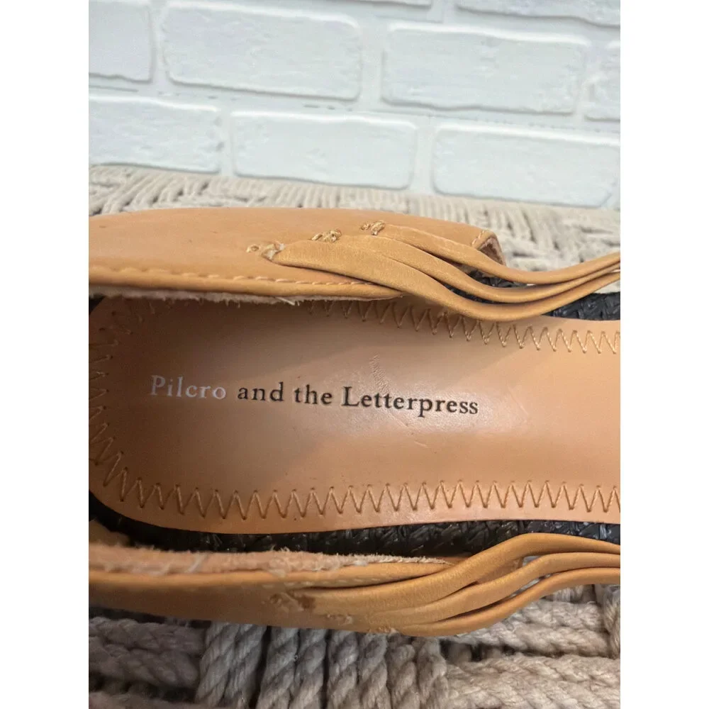 Pilcro and the Letterpress Woven Flats Tan Striped Pointed Toe 9.5